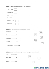 4-Karta pracy-Zamiana jednostek długości i masy worksheet