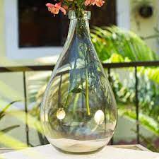 Hand Blown Recycled Clear Glass Bottle
