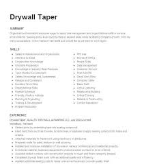 Drywall Taper Resume Sample