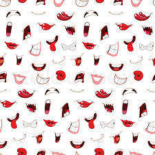 Learn how to draw smiling lips pictures using these outlines or print just for coloring. Cartoon Mouths Seamless Pattern Stock Vector Colourbox