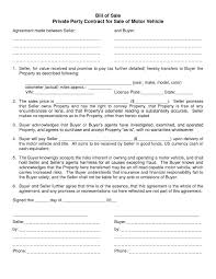 Bill Of Sale For A Vehicle Template And Contract Agreementte And