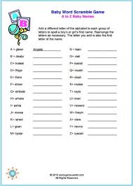 Enjoy our range of printable word scrambles for kids and have fun unscrambling letters to form real words. Popular Baby Shower Word Scrambles Crosswords And More