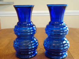 Vintage Cobalt Blue Glass Ribbed