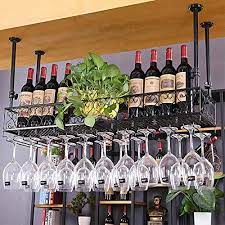 Using some very inexpensive twine and shower curtain hooks i had i hung the the pans using the. Vintage Ceiling Mounted Bar Wine Rack Wine Glass Hanging Rack Shelf Restaurant 754111940105 Ebay