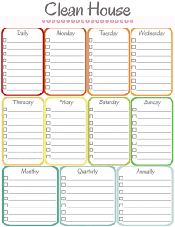 Daily Weekly Monthly Cleaning Schedule Template Printable