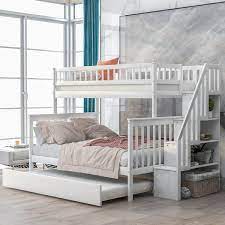 full bunk bed with trundle and stairs