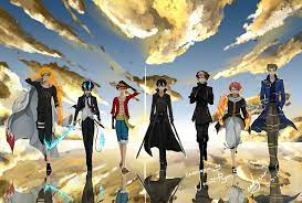 Athah Designs Anime Crossover Kirito Natsu Dragneel Blue Exorcist One Piece  Sword Art Online Fairy Tail Rin Okumura Monkey D. Luffy Naruto Uzumaki  Kazuto Kirigaya Wall Poster (Multicolour) : Amazon.in