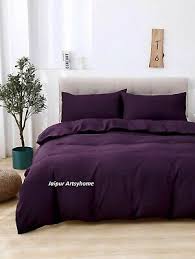 3 Pcs Dark Purple Cotton Duvet Cover