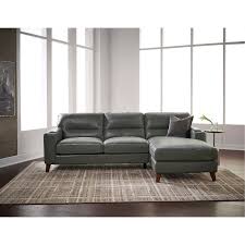 modern slate gray leather sofa chaise