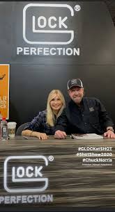 The inaugural cforce chuck norris 5k sold out in record time, but fear not! Chuck Norris My Wife Gena And I Had A Great Time Meeting People At The Glock Shot Show Booth Facebook