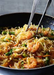 Rice Noodles Prawns Stir Fry gambar png