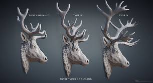 Reindeer Head Digital Sculpture With
