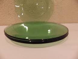 1940s 4 Vintage Clear Plain Green Glass