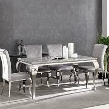 Louis 160cm Grey Marble Dining Set With