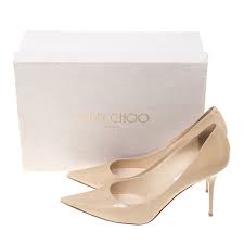 Jimmy Choo Beige Nude Patent Leather Agnes Pointed Toe Pumps Size 40 5