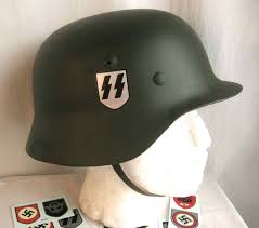 M40 German Steel Helmet double decal swastika and SS runes