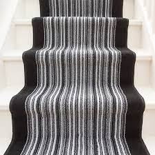 long black grey striped stair carpet