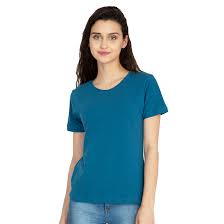 Cotton Stretchable Women T-Shirt Solid Color | Blue – Tripole Gears