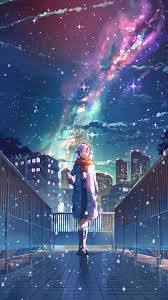 anime night sky stars 4k wallpaper