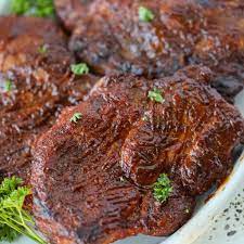 marinated baked pork steak whole