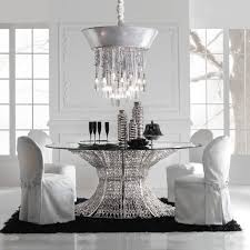 Oval Silver Leaf Smoked Glass Dining