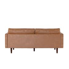Mid Century Faux Leather Straight Sofa