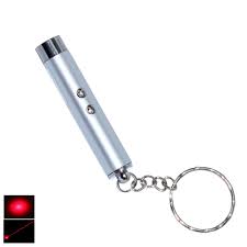 Laser Pointer Pen Led Light Keychain 2 In 1 Silver