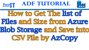 files and size from azure blob storage