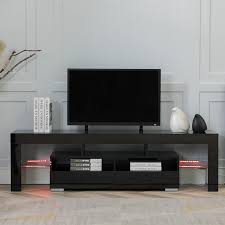 Tv lift cabinets for big screen tvs. Glossy Led Tv Stand Black Tv Stand With Rgb Led Lights Wood Media Storage Console For 65 Inch Tv Flat Screen Tv Cabinet Gaming Consoles In Lounge Room Living Room And Bedroom