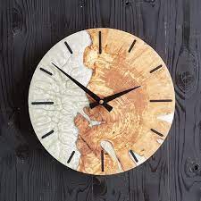 Olive Wood Wall Clock Made