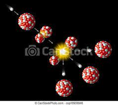 Fisión nuclear de uranio. La ilustración de un proceso de descomposición  radioactiva. el núcleo de un átomo de uranio se | CanStock