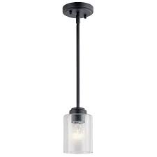 Kichler Winslow Black Modern Contemporary Seeded Glass Cylinder Pendant Light In The Pendant Lighting Department At Lowes Com