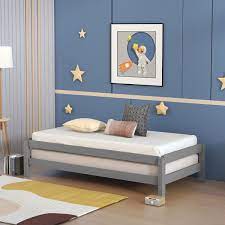 wood bed frame with slats stackable bed