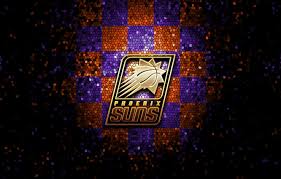 Phoenix suns logo png while the logo of the basketball team phoenix suns has gone through not less than four modifications, it has been consistent in its core visual now the orange basketball is placed on a black background, with the white lettering placed on the bottom part of the badge. Wallpaper Wallpaper Sport Logo Basketball Nba Phoenix Suns Glitter Checkered Images For Desktop Section Sport Download