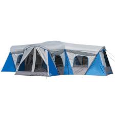 It's comprised of a 300d roof. Ozark Trail 16 Person 3 Room Family Cabin Tent With 3 Entrances Walmart Com Walmart Com
