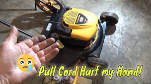 Mower Pull Cord Snaps Back When Starting the Fix - YouTube