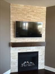 Corner Stone Fireplace With Tv
