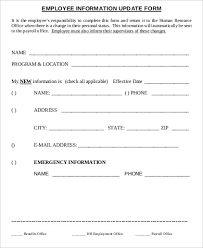 Sample Employee Update Form 9 Examples In Word Pdf