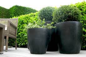 black ceramic planters bau outdoors