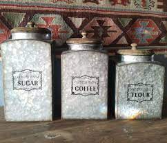 Check out our rustic kitchen canisters selection for the very best in unique or custom, handmade pieces from our kitchen & dining shops. Cool Item Farmhouse Rustic Galvanized Canister Set Galvanized Canisters Rustic Metal Farmhouse Canisters