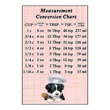 Sale Measurement Conversion Chart Magnet Cute Puppy Dog Chef