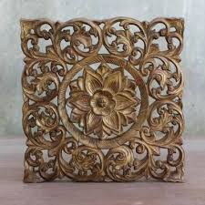 Hand Carved Taiwanese Fl Wood Panel