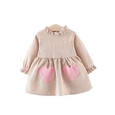 Baby Girls Clothing Long Sleeve Midi Tutu Dress Princess Party Dress Wtih Heart Shaped