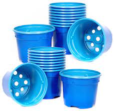 plastic lightweight blue plant pots
