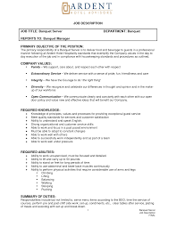 Catering Server Job Description Sample Resume For Banquet