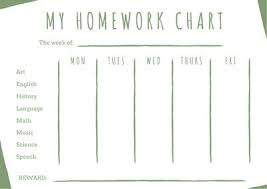 Green Homework Reward Chart Templates By Canva