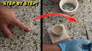 diy damaged terrazzo floor repair or