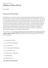 Chłopcy z Placu Broni - Streszczenie krótkie - Ferenc Molnar - Bryk.pl -  Pobierz pdf z Docer.pl