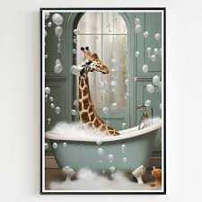 Giraffe In A Bath Tub Funny Victorian