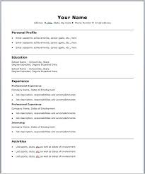 Blank Standard Resume